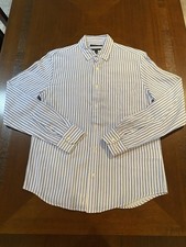 Banana Republic Men's Slim Fit Long Sleeve Casual Shirt Blue Stripe, Size M