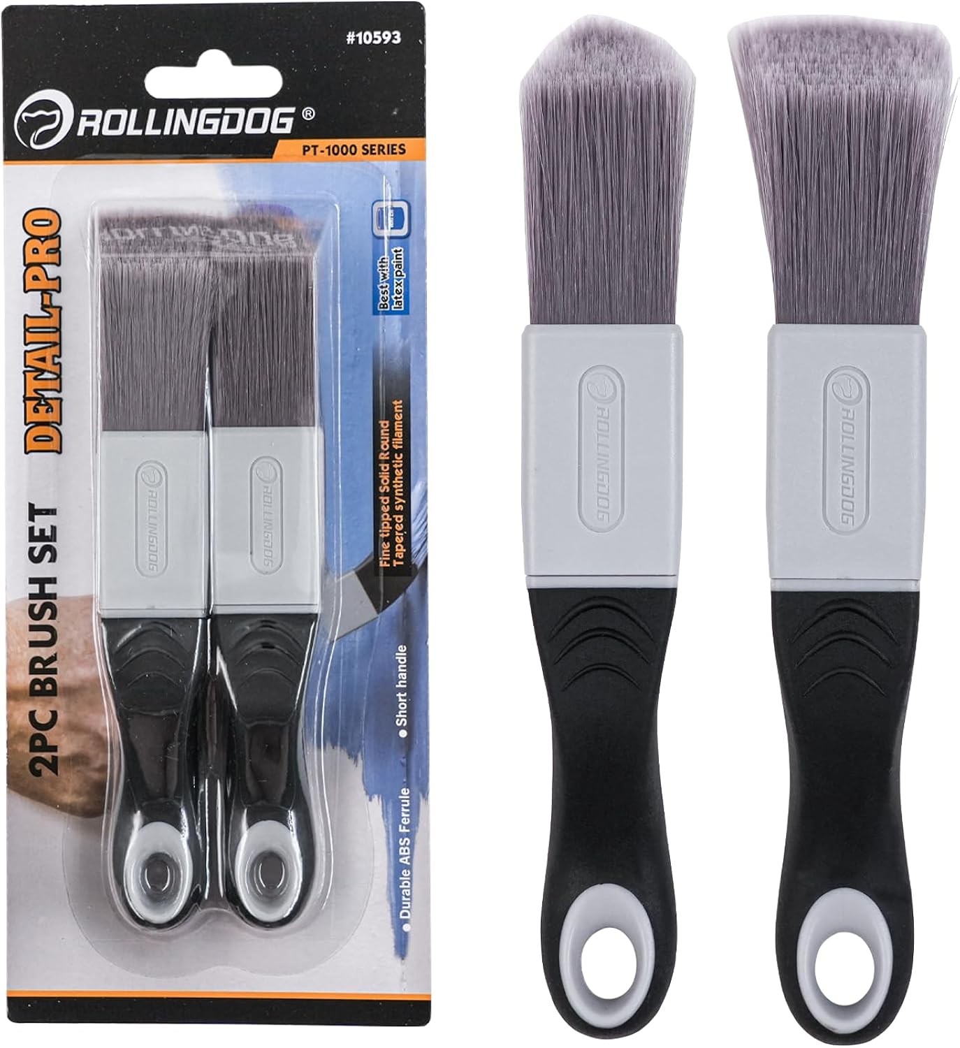 2 Piece Detail Paint Brush Set Square & Triangular Cutting In Brushes - Image 2