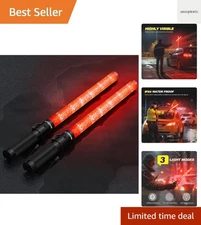2 Pack Traffic Wand, 21 Inch LED Traffic Control Wand with 3 Flashing Modes &...