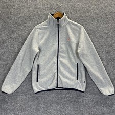 Nautica Jacket Boys Large 14/16 Gray Fleece Full Zip Collar Pockets Sail Logo