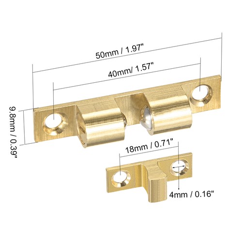 Uxcell Hoe Door Brass Double Ball Catch Hardware 50 Long Gold Tone 2