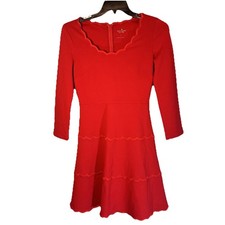 Kate Spade Scallop Ponte Fit Flare Red Dress Size 2