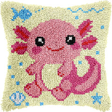 Latch Hook Kits for Adults, DIY Axolotl Pillow  Rug Craft Kit for Beginners, Ma