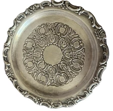 3.75 Inches Silverplated Etched PLATE Coaster Ash Tray Trinket Dish