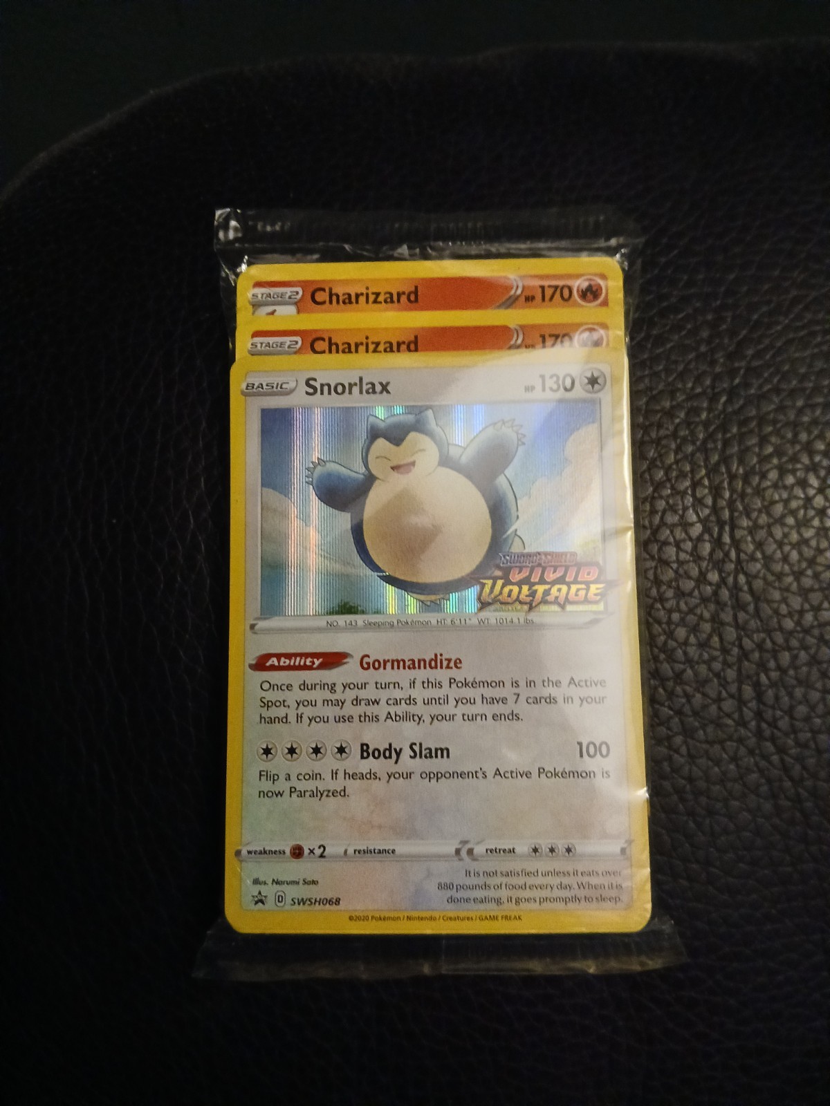 Pokémon TCG Snorlax SWSH068 Vivid Voltage Stamped Black Star Promo W/Charizards