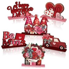 6 Pcs Valentine's Day Decorations Wooden Valentine Table Centerpiece Decor