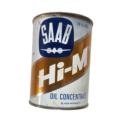 SAAB Hi-M Oil Concentrate 18 fl oz Metal Can Gas & Oil White Gold Blue