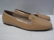 TORY BURCH Samantha Smoking Slipper Patent Leather Loafers Flats SZ 6 Med Beige