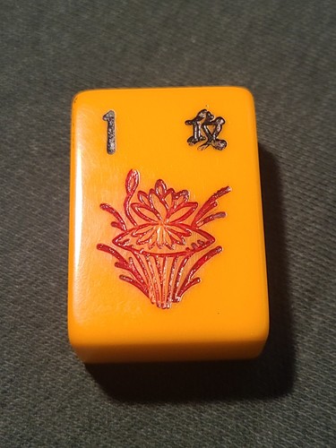 Piastrella Mah Jong vintage in bachelite butterscotch "a scelta" - Foto 26 di 35
