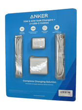 Anker 70W 30W GaN Charger Bundle Foldable Plugs 2 6ft USB-C to C Cables-White