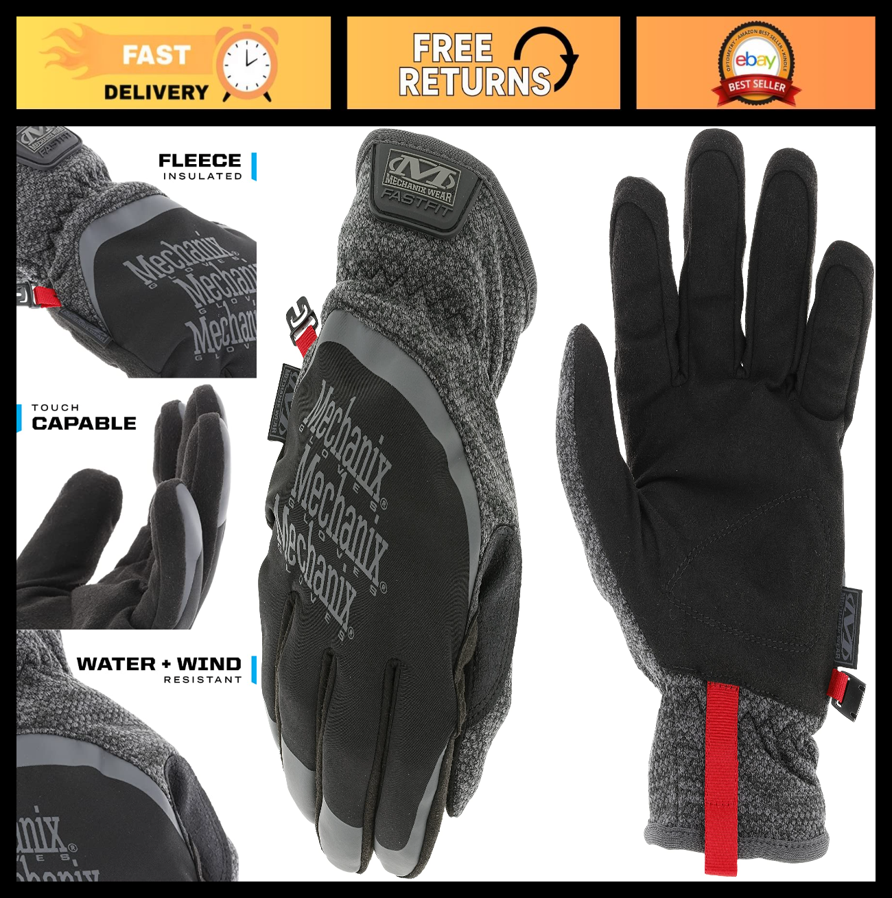 Insulated Wind Water Resistant Touchscreen Work Gloves