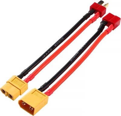 XT60 Stecker Adapter Set für RC-Batterie, T-Stecker, Silikonkabel 14AWG, 10cm