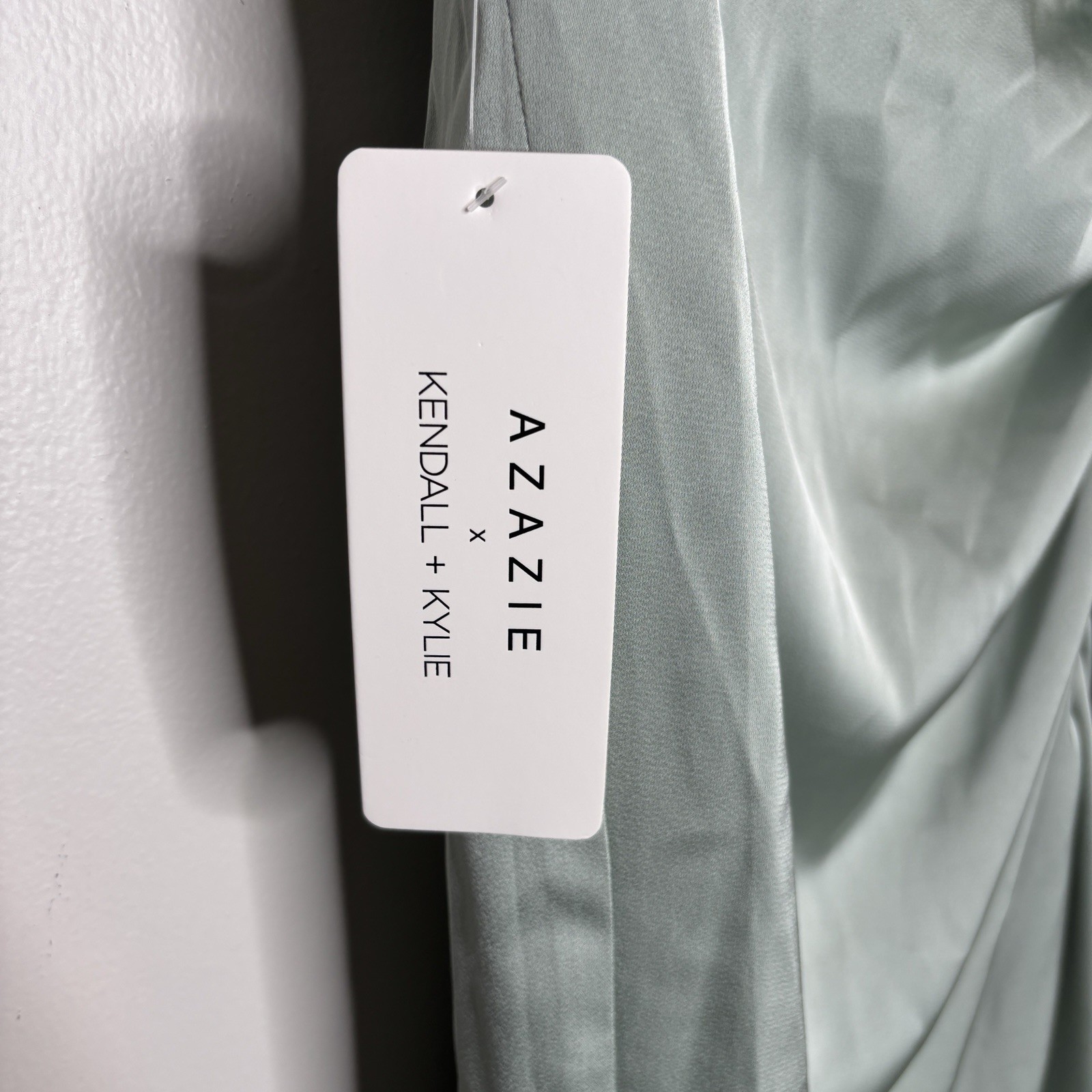 Azazie Kendall Kylie Gathered Cowl Stretch Satin Mermaid Dress, Agave, Size 10