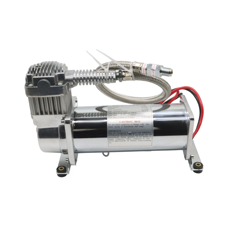 NEW 200 PSI AIR COMPRESSOR 1/4" HOSE KIT FOR 12V TRAIN HORNS BAG SUSPENSION Foto 3 de 4