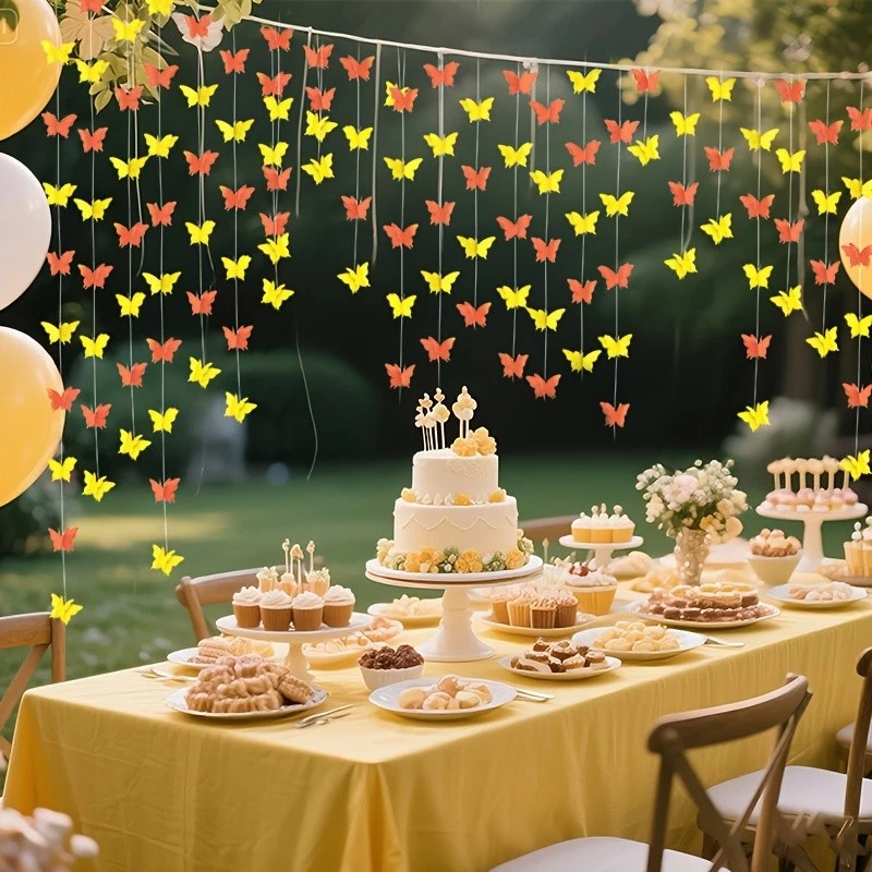 4 Piezas-3D Mariposa Papel Tirador Banner Decoración para Fiesta Temática de Verano Foto 3 de 4