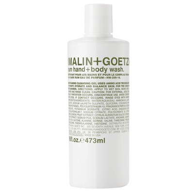 Malin + Goetz Rum Body Wash 16 Fl. Oz. Natural Cleansing Gel Vegan