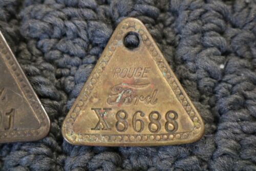 Ford Rogue Plant Brass Tag Lot of 2 Employee Iron Foundry Keychain Ring - Picture 3 of 6