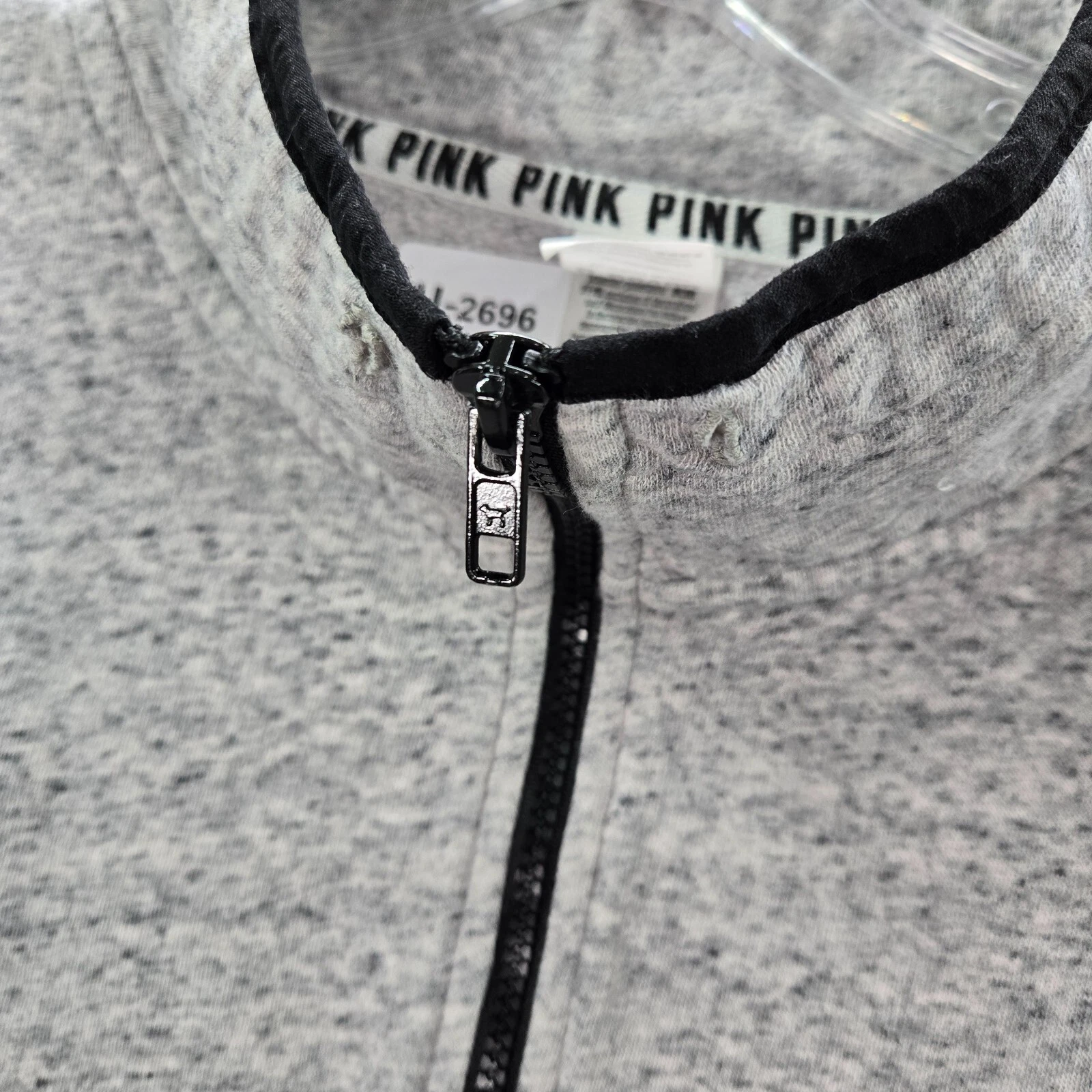 victoria-secret-vs 1/2 zip logo mock neck read sweatshirt