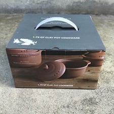 Home Essentials 1.79 QT Brown Clay Pot Cookware For Gas Wood Oven Stoves