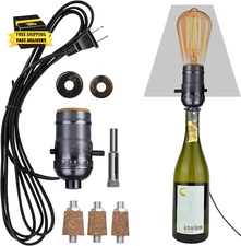 Bottle Lamp Kit with 9Mm Glass Drill Bit DIY Lamp Kit for Liquor Bottles with Sl