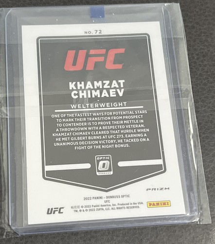Khamzat Chimaev #72 Silver Holo 2022 Panini Donruss Optic UFC - Picture 2 of 2