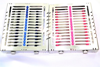 2 EA GERMAN DENTAL AUTOCLAVE STERILIZATION CASSETTES RACK BOX FOR 15 INSTRUMENTS
