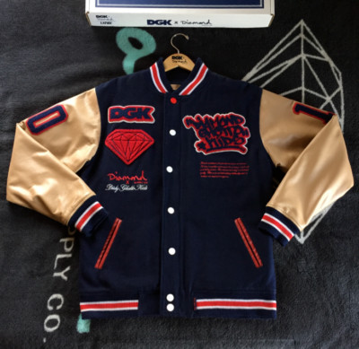 DIAMOND SUPPLY CO X DGK LETTERMAN JACKET (LARGE) (BLUE) VINTAGE 