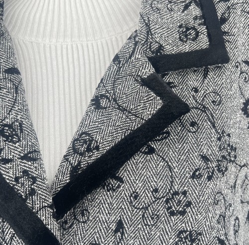 Sag Harbor Women Party Floral Long Sleeve Designer Jacket Blazer Gray Black 20W - Picture 2 of 14