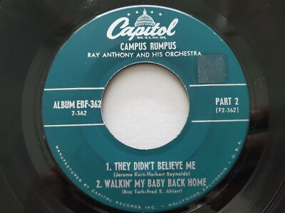 RAY ANTHONY - Ray Anthony's Campus Rumpus 1953 JAZZ POP Capitol 7'' EP 