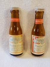 Vintage Budweiser Beer Amber Glass Salt & Pepper Shakers