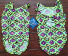 NWT Motionwear Gymnastics Leotard Green/Purple Shiny Intermediate Child 6x/7