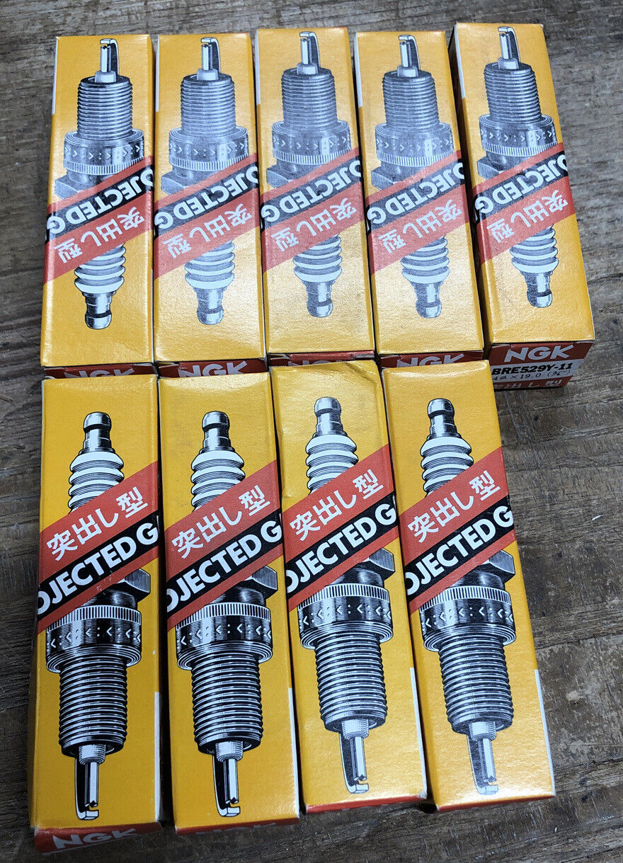 New Vintage NGK Spark Plugs Set of 9 BRE529Y-11.