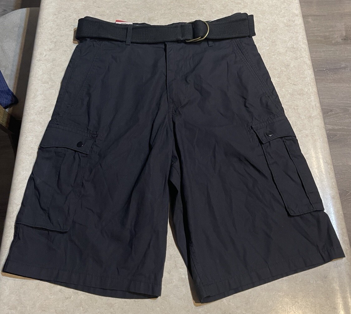 Levi's Snap Cargo Shorts Black Mens Size 30 Belt Cotton Polyester NWT New