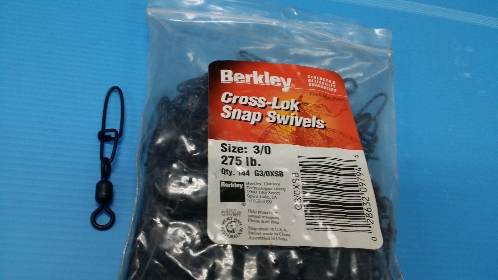 Test 10801 Berkley P1//0XSB Cross-Lock Snap Swivel Black 175lb