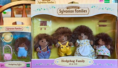 Calico Critters Sylvanian Families - 2 Sets! Hedgehog Family & Baby Set - UK Ed.