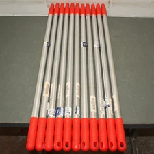 (11) Vikan Remco 39" Brush Handles 29334, Aluminum, Red Plastic, Euro Thread
