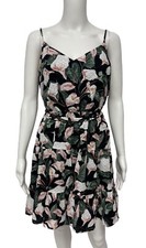 Express Womens Sleeveless Black Multicolor Floral A-Line Sweetheart Dress Size L