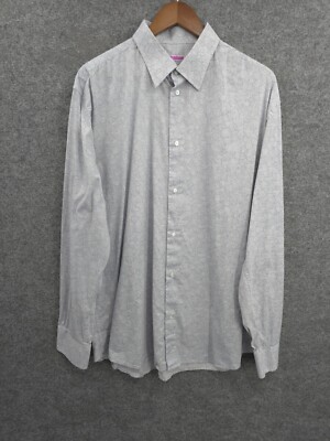 Coton Doux Button Down Shirt Mens 44 17.5 Long Sleeve Fitted Blue Geometric
