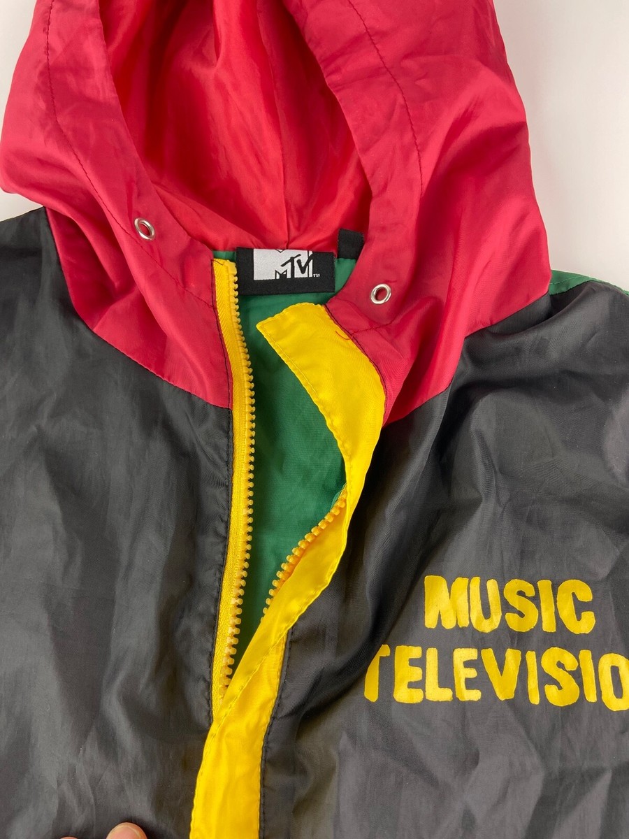 ジャケット・アウター 90s MTV / stadium jaket MTV Windbreaker Logo Jacket Zip Retro 90s Music TV Color