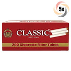 5x Boxes Classic Full Flavor 100MM 100's 1,000 Tubes Cigarette Tobacco RYO