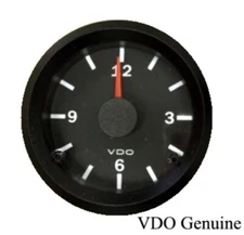 VDO gauge clock, genuine Cockpit 370-155, 2-1/16"/52mm, 12/24V dual system