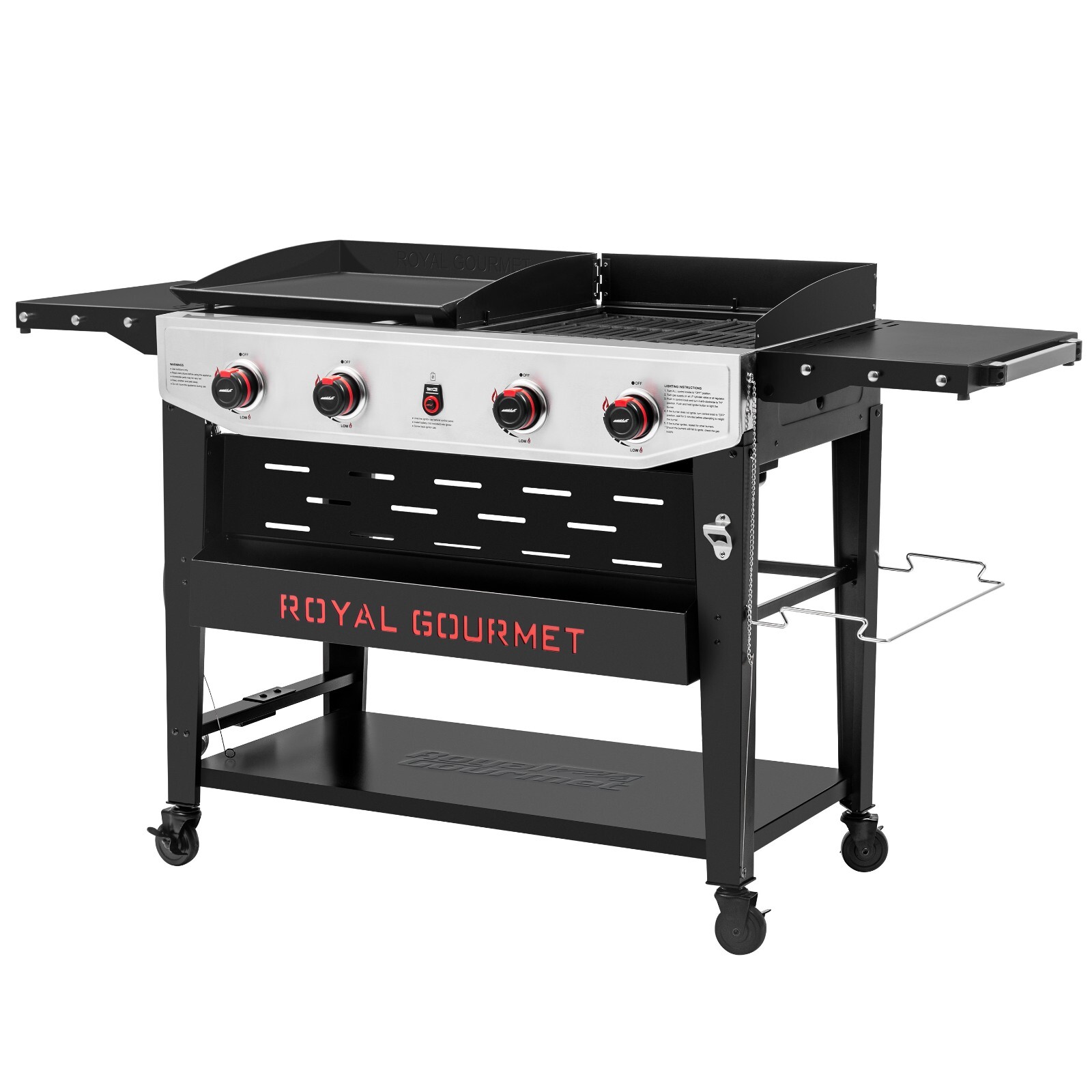 Royal Gourmet Propane Gas Grill and Griddle Combo with An Set of Grilling Gear