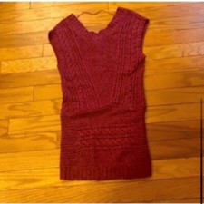 Free People Dress Women Extra Small Burgundy Autumn Garden Cable Knit Sweater