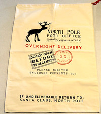 NEW Heavy cotton SANTA Sack 18.5"x26" reindeer Christmas Bag with Drawstring