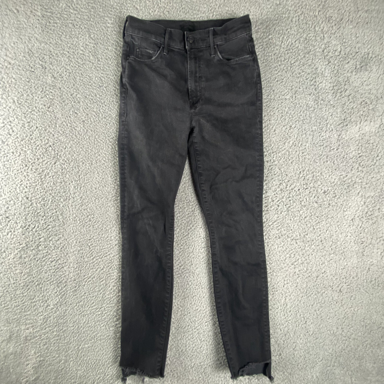 Mother Jeans Womens 25 Black Stunner Zip Ankle Step Fray Dark Wash Not Guilty
