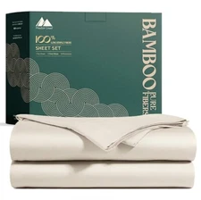 Queen Bamboo Sheet Set by Mayfair Linen (Beige, 2 Sheets, 2 Pillowcases)