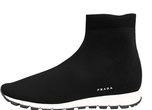 PRADA HIGH-TOP SNEAKERS SHOES 10 BLACK 