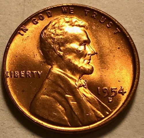 USA - Lincoln Wheat Cent - 1954D - Brilliant Uncirculated RED - FREE SHIPPING!