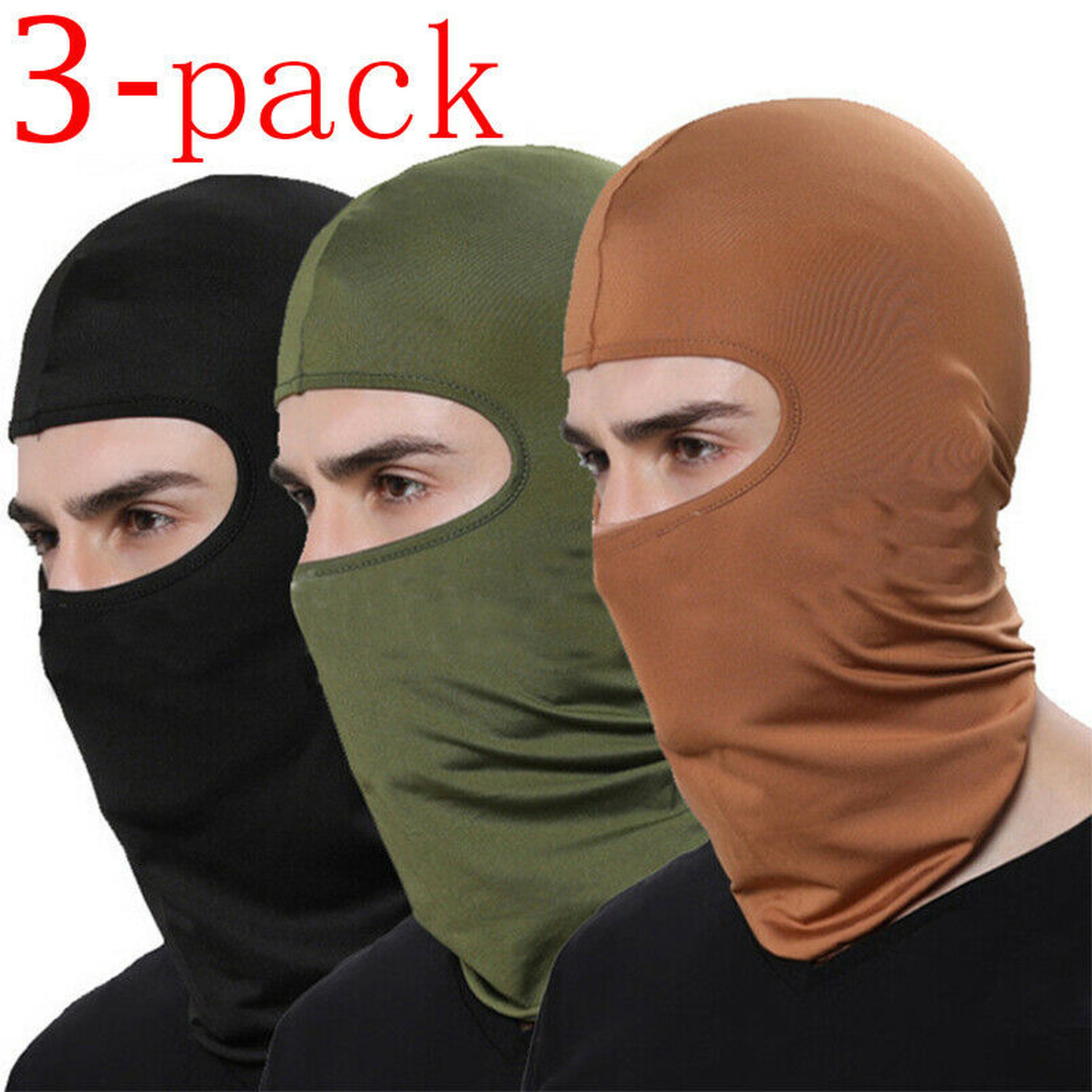 3 Pack Tactical Balaclava Windproof Breathable Full Face Mask for Men & Women