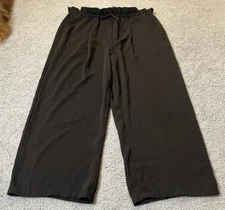 Elodie Anthropologie Wide Leg Pants Womens XL Crop Paperbag Black Goth Classic